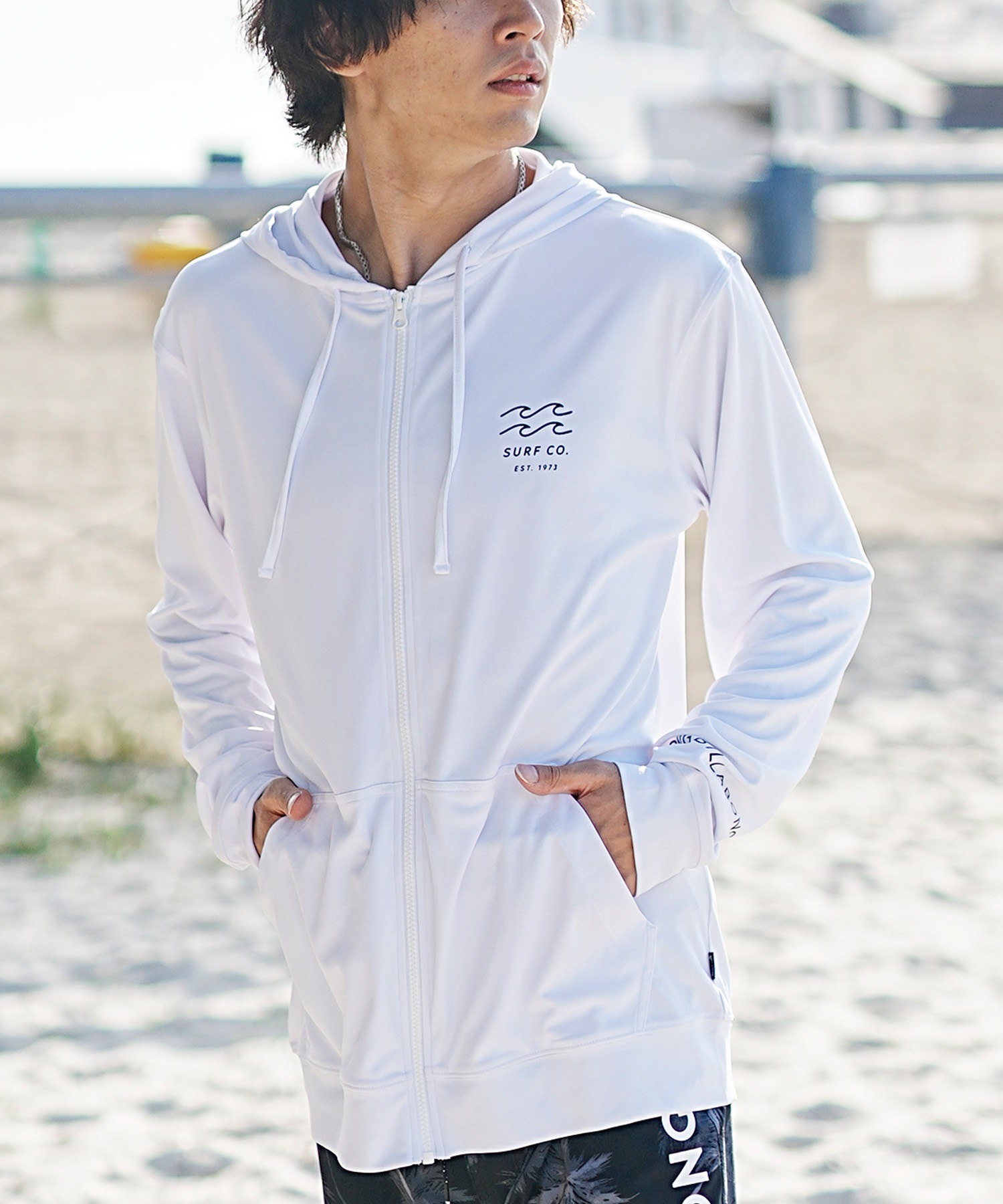 【クーポン対象】BILLABONG ビラボン メンズ 長袖 ラッシュガード ジップアップ パーカー UVカット BE011-855(WHT-S)