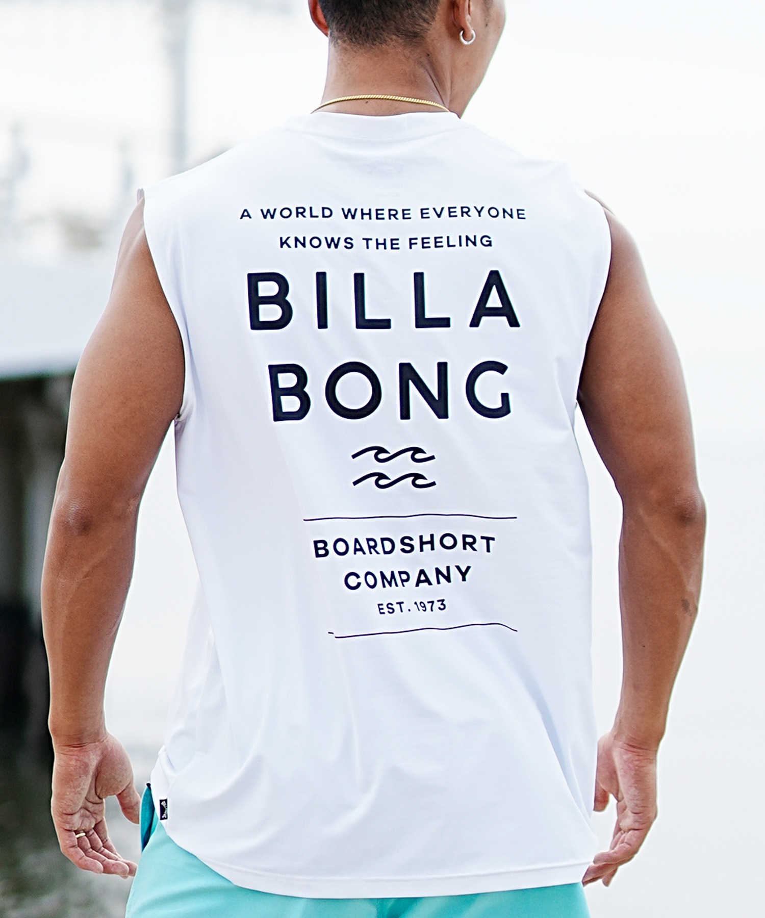 【クーポン対象】BILLABONG ビラボン メンズ ノースリーブ ラッシュガード タンクトップ バックプリント ユーティリティ 水陸両用 UVカット BE011-869(WHT-M)