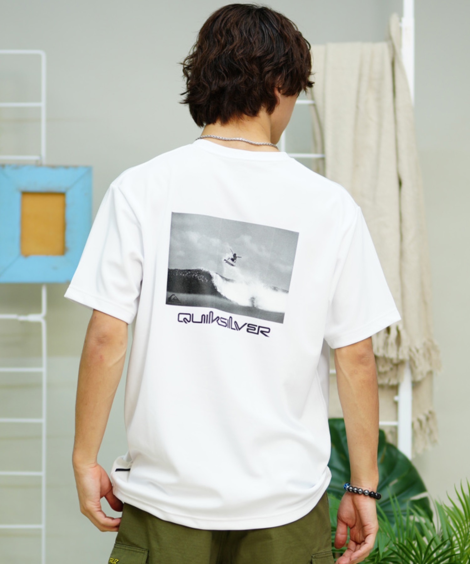 QUIKSILVER クイックシルバー メンズ ラッシュガード Tシャツ 半袖 水着 UVカット PHOTO 24 SS QLY241629M ムラサキスポーツ限定(WHT2-M)