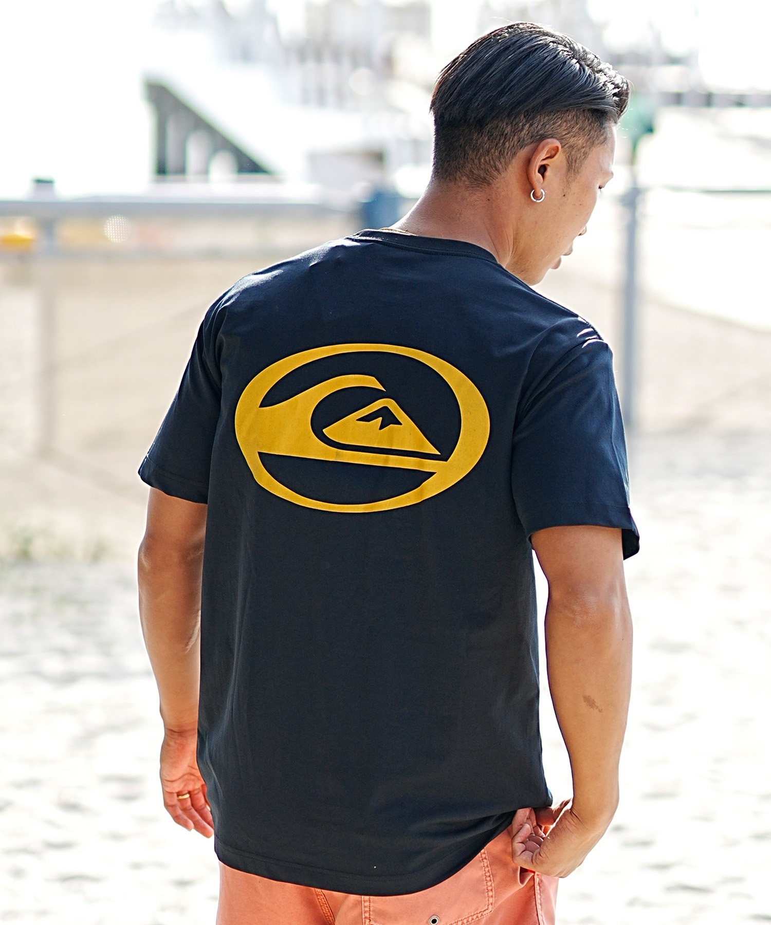 【マトメガイ対象】QUIKSILVER クイックシルバー メンズ ラッシュガード Tシャツ 半袖 水着 水陸両用 ユーティリティ UVカット SATURN LOGO SS QLY241009(BLK-M)