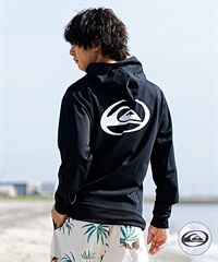 【マトメガイ対象】QUIKSILVER クイックシルバー メンズ ラッシュガード ジップアップ パーカー 長袖 ハイネック 水着 UVカット SATURN ZIP HOODIE QLY241033(BLK-M)