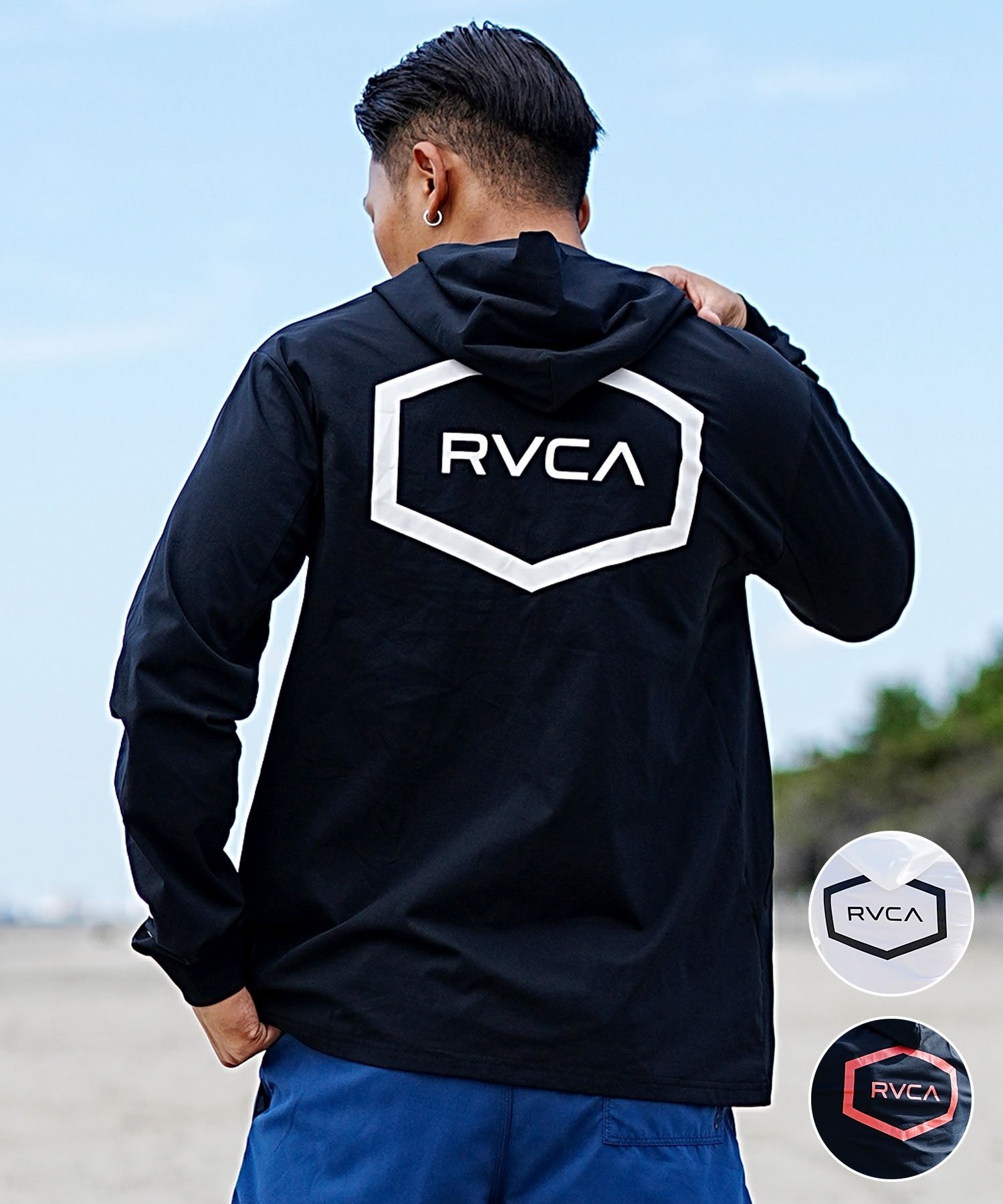 RVCA ルーカ メンズ ラッシュガード ユーティリティ 水陸両用パーカー フルジップパーカー BE041-800(BLK-S)