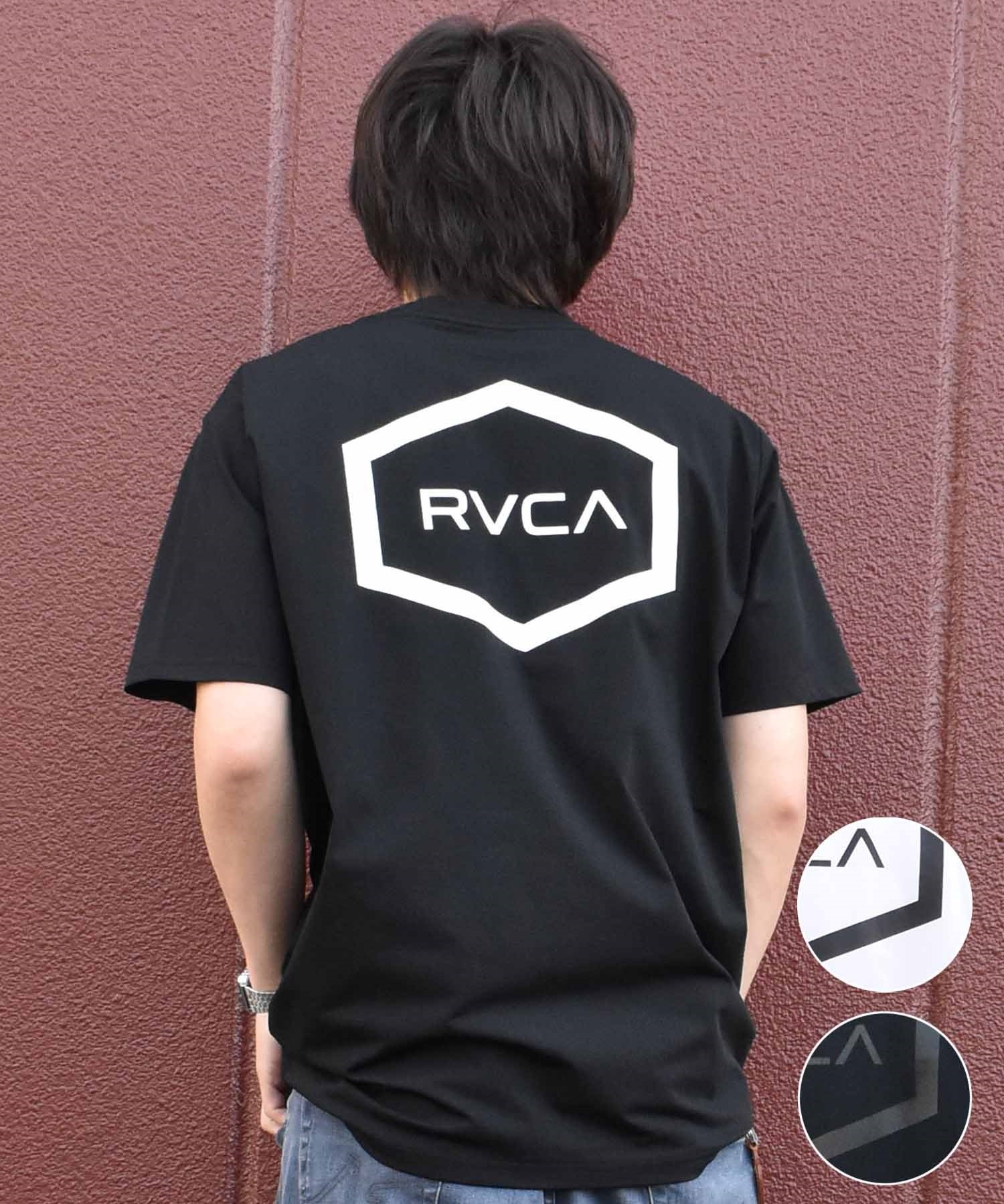 【クーポン対象】【ムラサキスポーツ限定】  RVCA ルーカ HEX SURF SS メンズ ラッシュガード 半袖 Tシャツ 水陸両用 ユーティリティ BE041-P81(BLK-S)