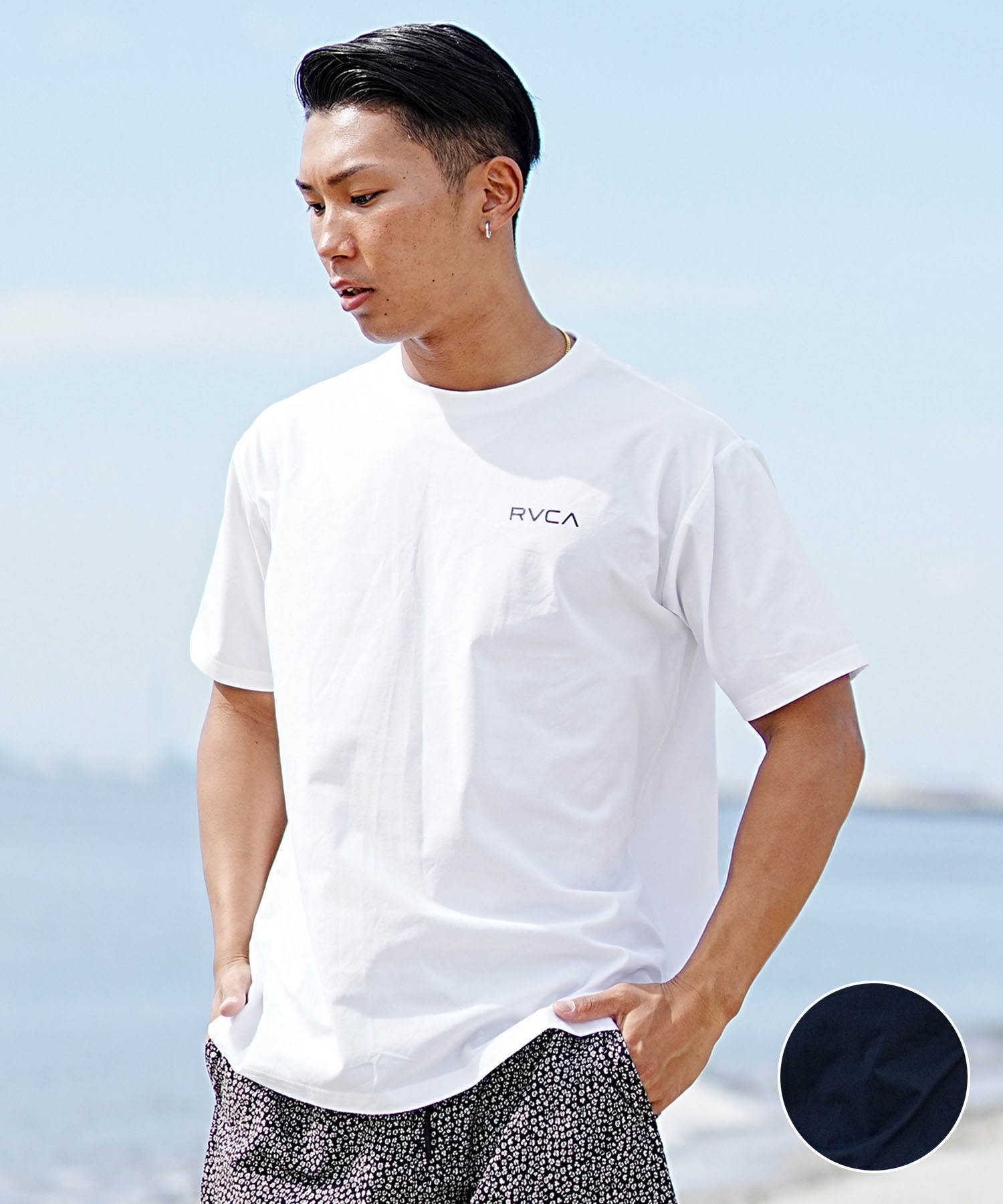 【マトメガイ対象】RVCA ルーカ メンズ ラッシュガード 半袖 Tシャツ ユーティリティ 水陸両用 バックプリント BE041-802(BLK-S)