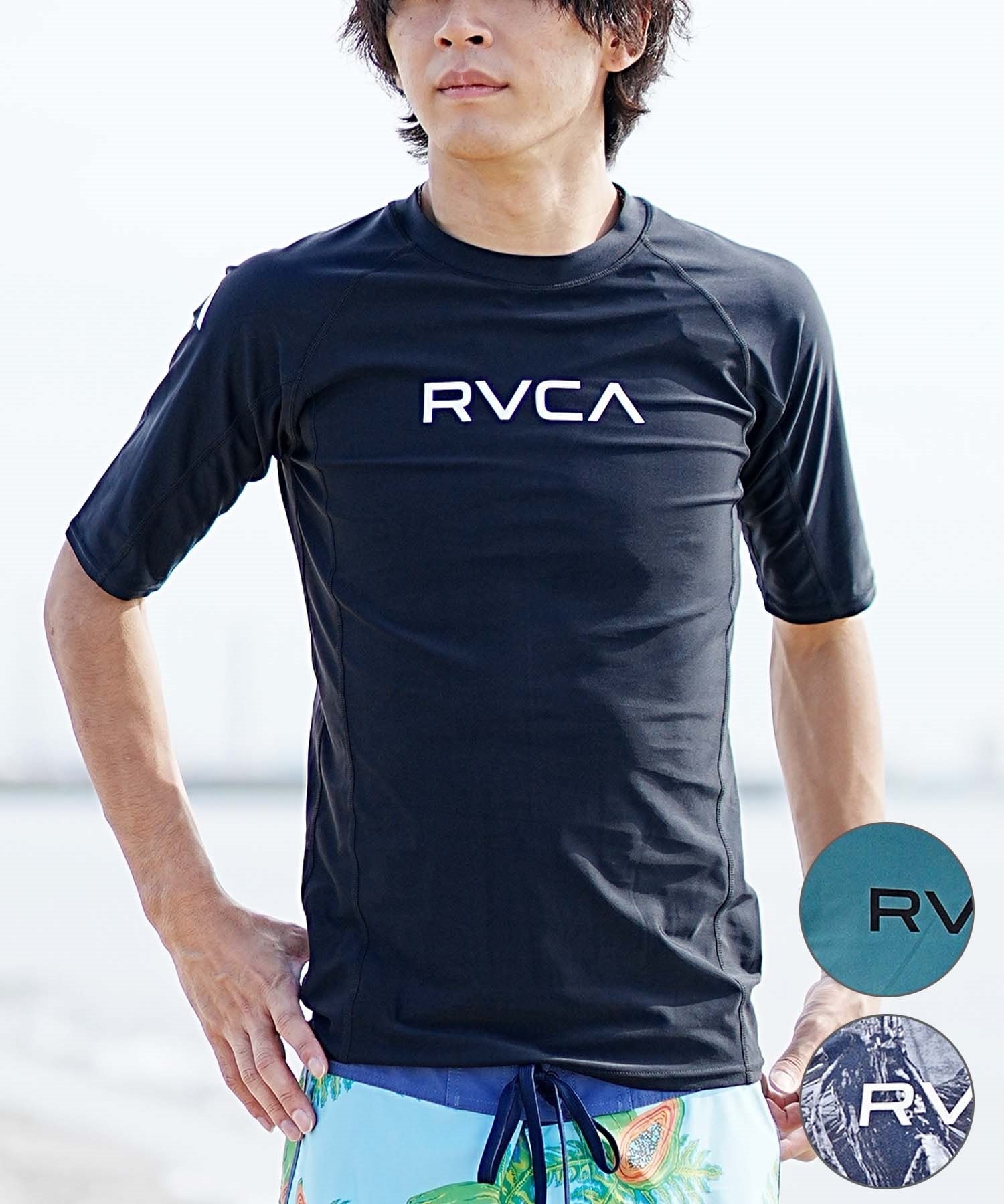 RVCA ルーカ メンズ ラッシュガード 水着 半袖 吸水速乾 ブランドロゴ UVカット BE041-863(GPA0-S)