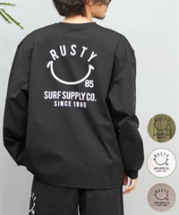 RUSTY ラスティー メンズ ラッシュガード 長袖 Tシャツ ロンT バックプリント ユーティリティ 水陸両用 UVカット 914472(BEG-M)