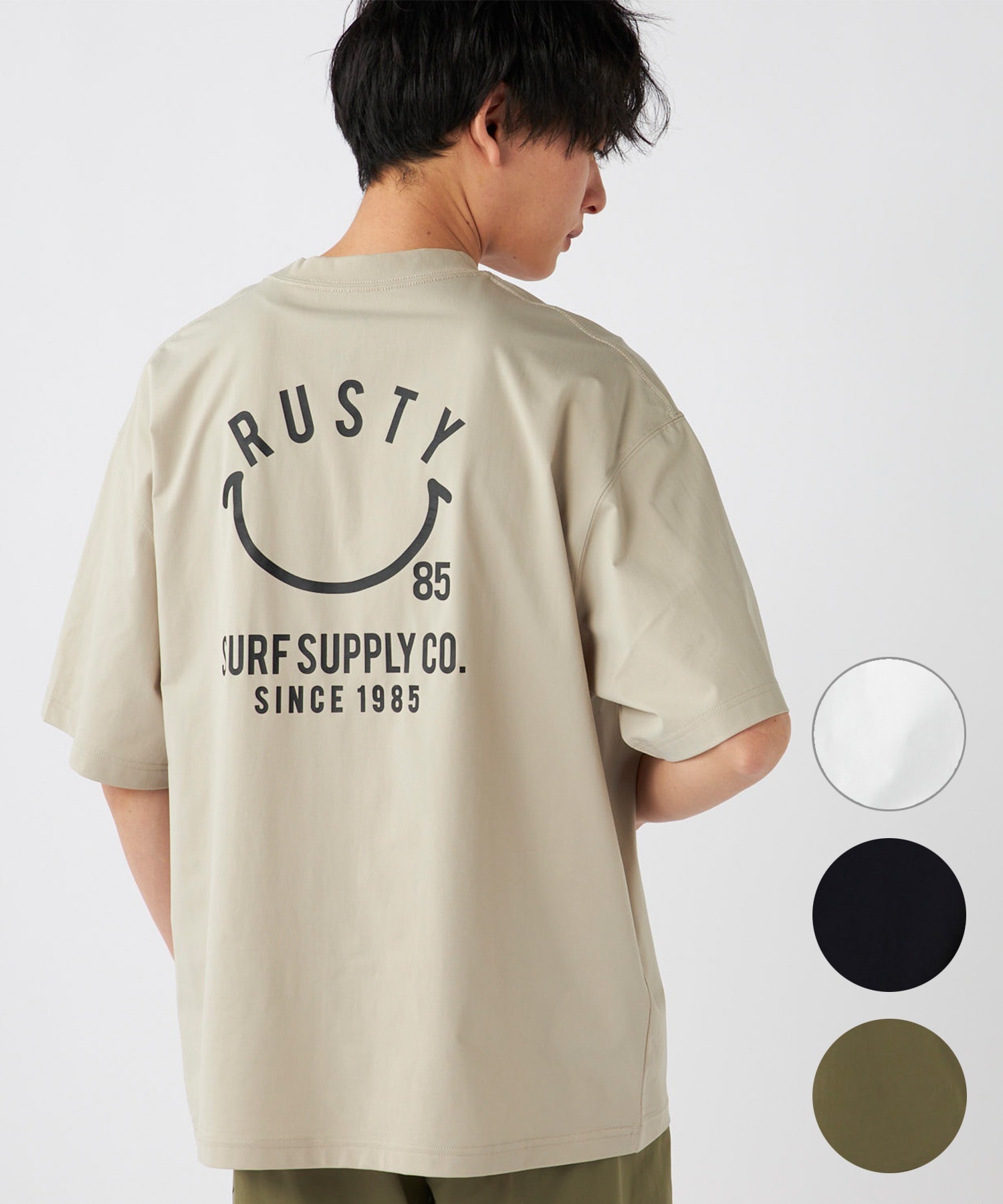 RUSTY ラスティー メンズ ラッシュガード 半袖 Tシャツ バックプリント ユーティリティ 水陸両用 UVカット 914473(WHT-M)