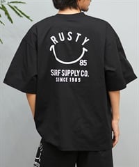 RUSTY ラスティー メンズ ラッシュガード 半袖 Tシャツ バックプリント ユーティリティ 水陸両用 UVカット 914473(BLK-M)