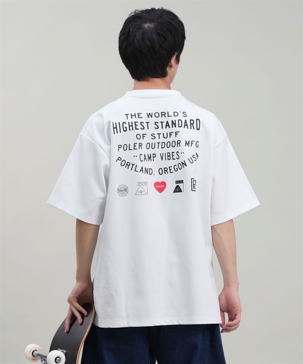 POLER ポーラー メンズ 半袖Tシャツ ラッシュガード 水陸両用 UVケア ブランドロゴ 249MCV0023 ムラサキスポーツ限定
