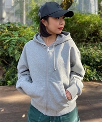 Carhartt/カーハート レディース ジップアップパーカー ロゴ 刺しゅう ワンポイント I032642(GREY-XS)