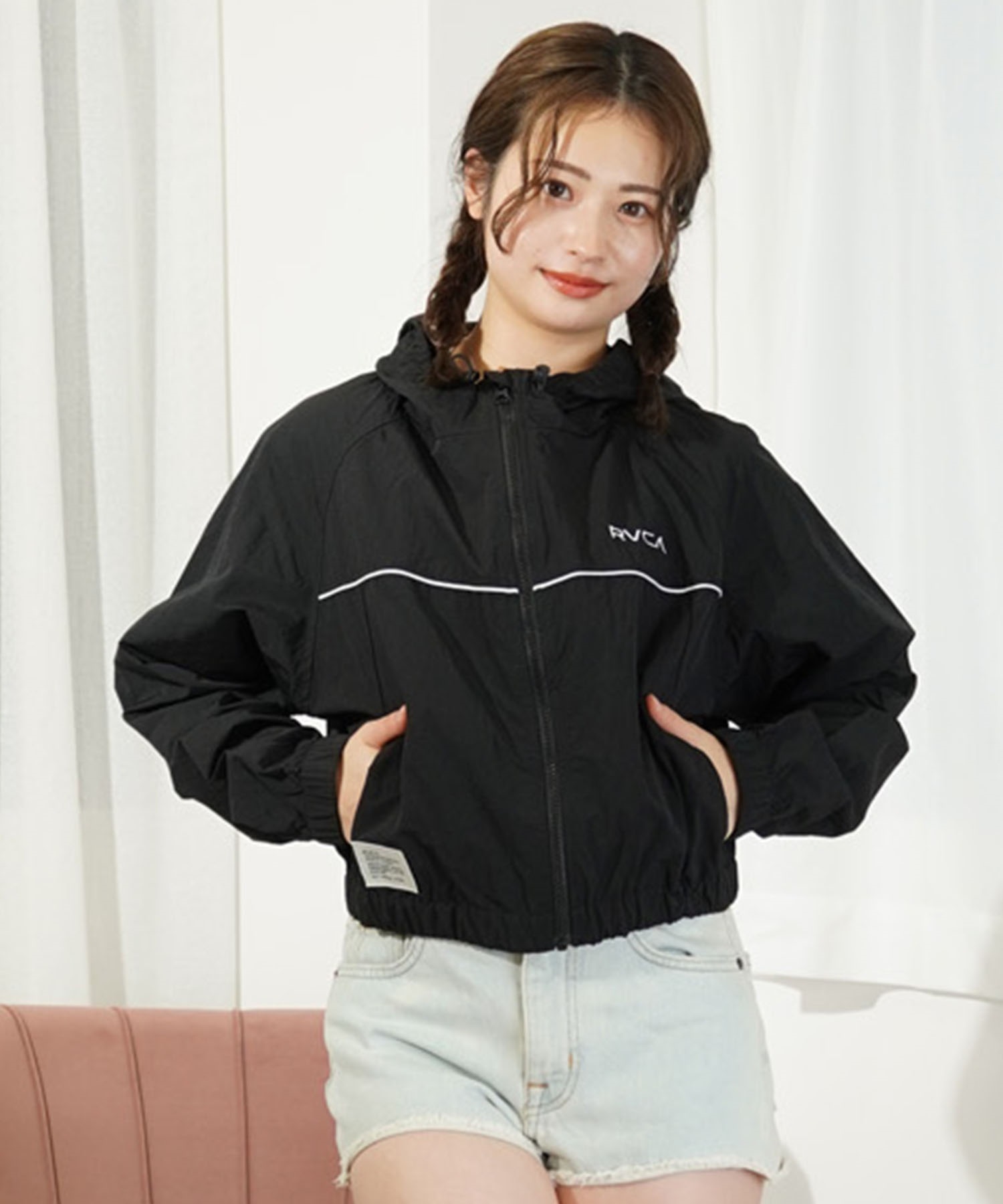 RVCA ルーカ MINI RVCA SHORT JACKET レディース ナイロンジャケット クロップド丈 BE043-752(BLK-M)