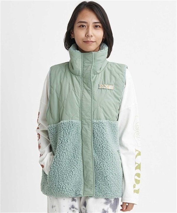 ROXY/ロキシー UPON US VEST レディース ボア ベスト ワンポイント 刺繍ロゴ モコモコ RJK234013