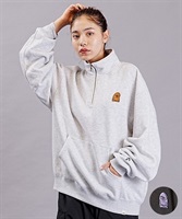 【ムラサキスポーツ限定】TOY MACHINE/トイマシーン ハーフジップ トレーナー スウェット クルーネック ビッグシルエット 裏起毛 MTMFDSW15(SBLK-M)
