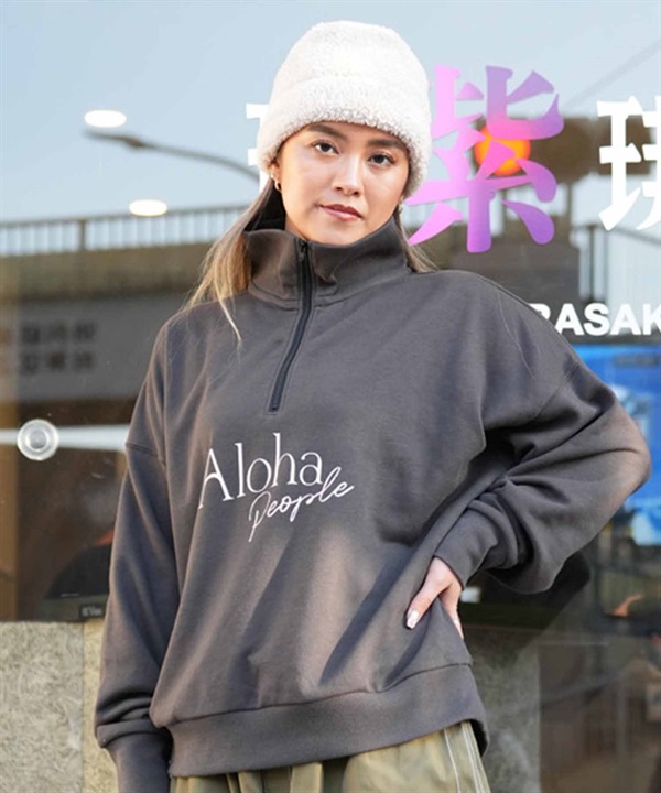 ALOHA PEOPLE/アロハピープル レディース トレーナー ハーフジップ 薄手 APSS2406