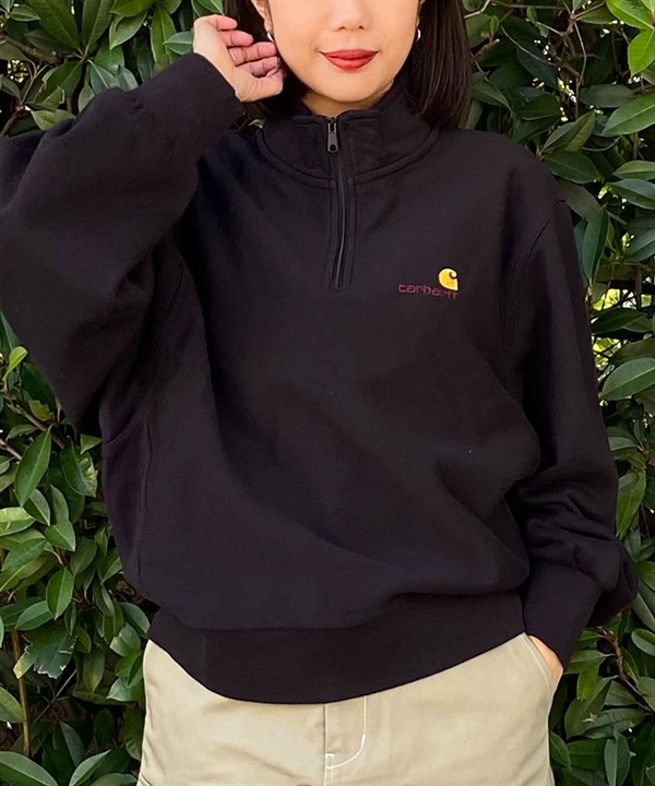 Carhartt/カーハート HALF ZIP AMERICAN SCRIPT SWEAT レディース スウェット ハーフジップ I032329