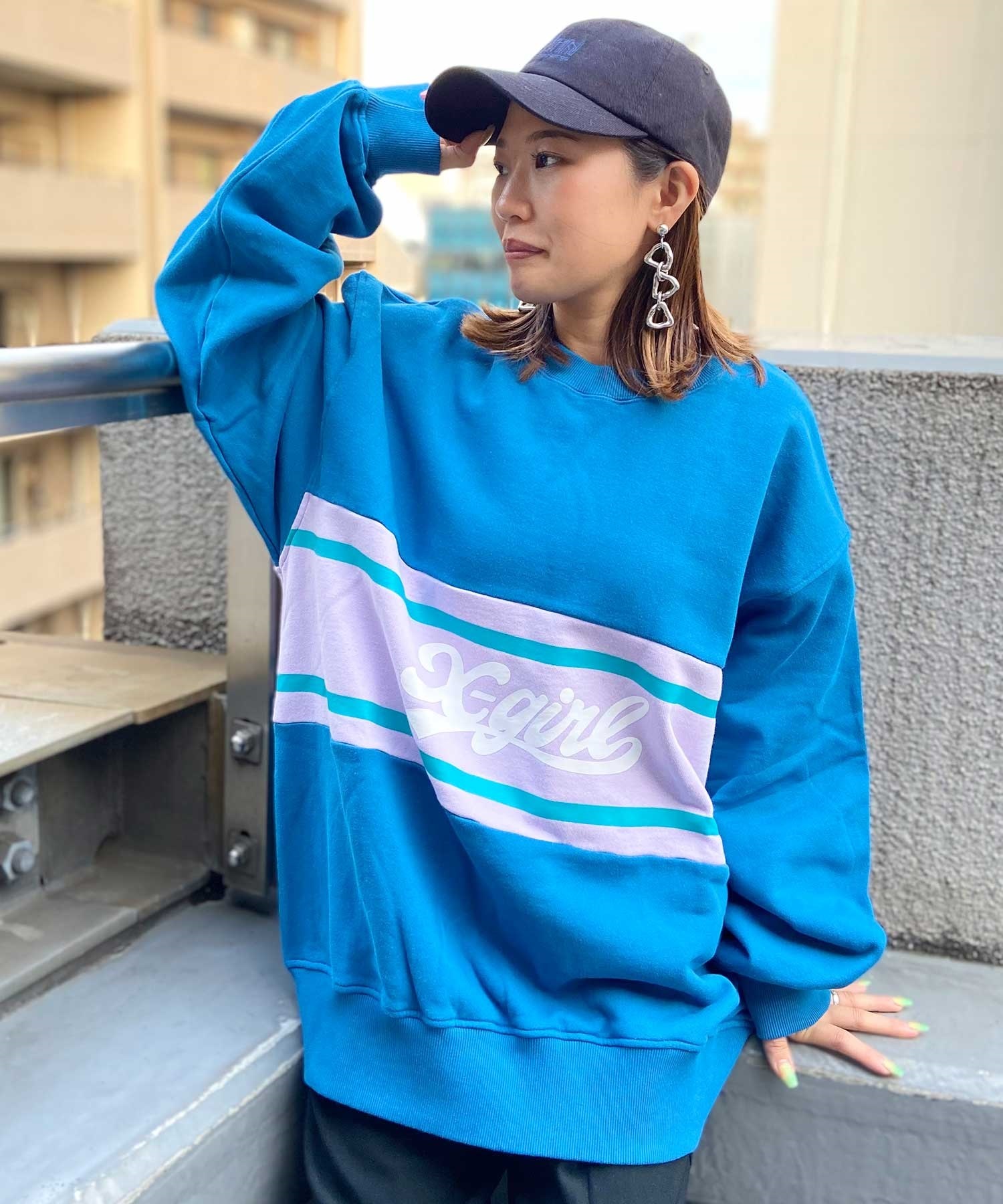 X-GIRL/エックスガール CONTRAST COLOR SWEAT TOP レディース ...
