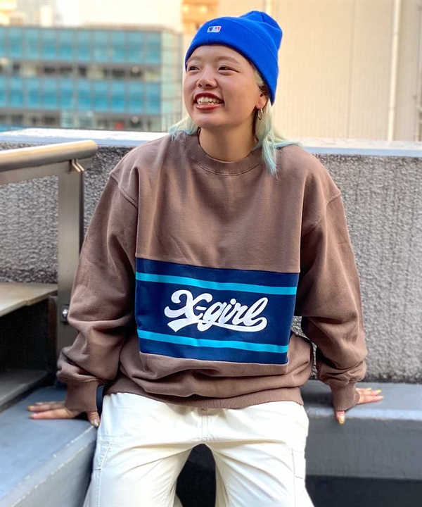 X-GIRL/エックスガール CONTRAST COLOR SWEAT TOP レディース トレーナー 105233012023 ムラサキスポーツ限定