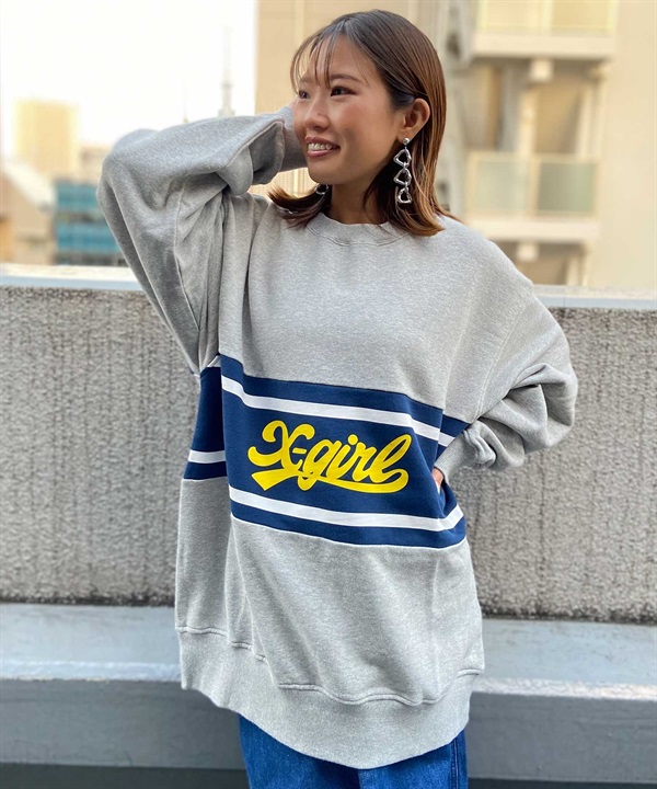 X-GIRL/エックスガール CONTRAST COLOR SWEAT TOP レディース トレーナー 105233012023 ムラサキスポーツ限定