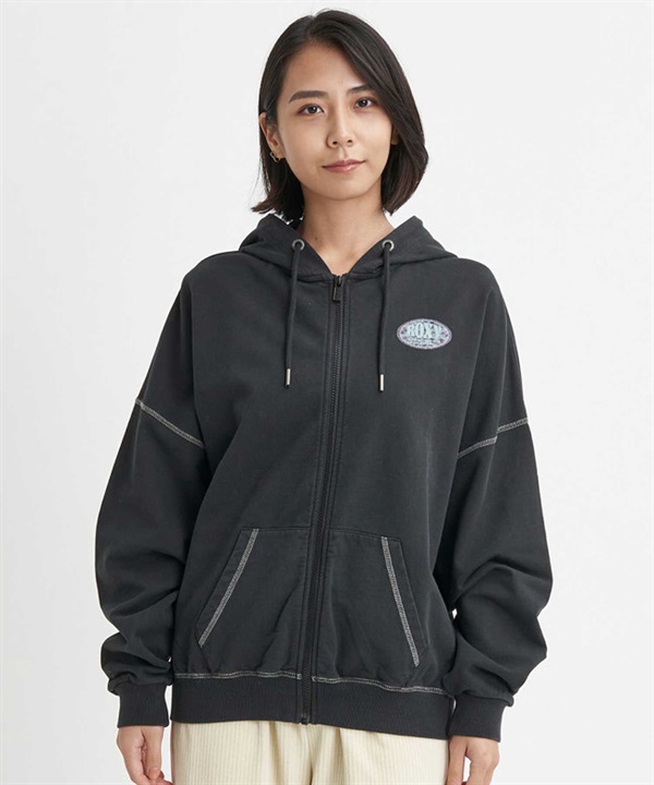 ROXY/ロキシー BACK LOGO ZIP レディース スウェット トップ ジップアップ パーカー オーバーサイズ バックプリント RZP234023