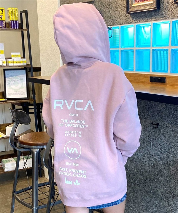 RVCA/ルーカ レディース ジップアップ パーカー オーバーサイズ バックプリント BD044-P03 ムラサキスポーツ限定