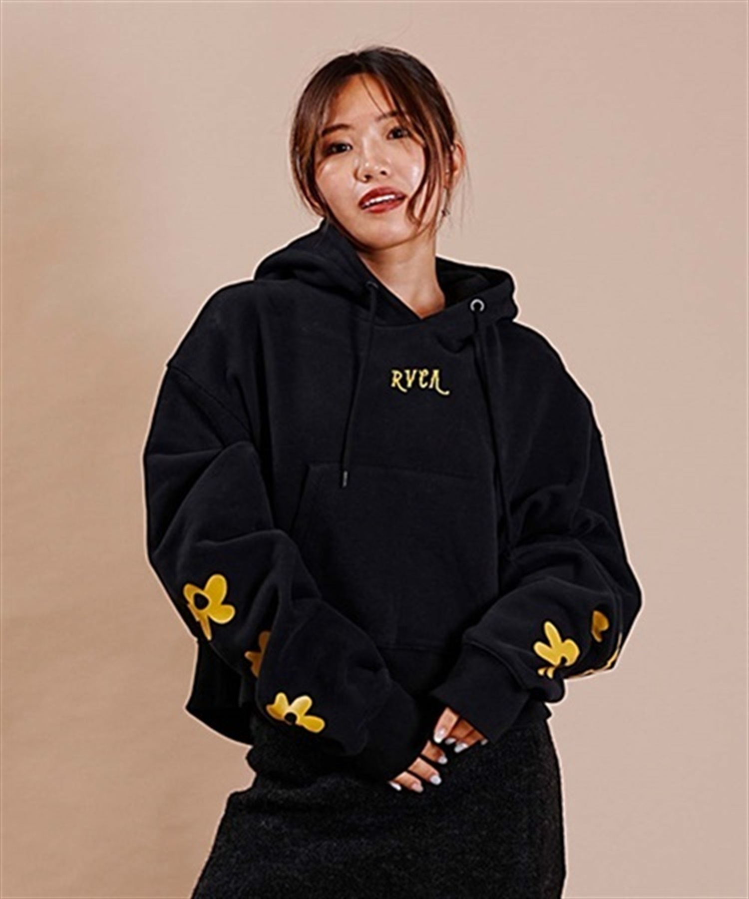 RVCA/ルーカ DAISY CROPPED HOODIE スウェット パーカー ショート丈 BD044-159(BLK-S)