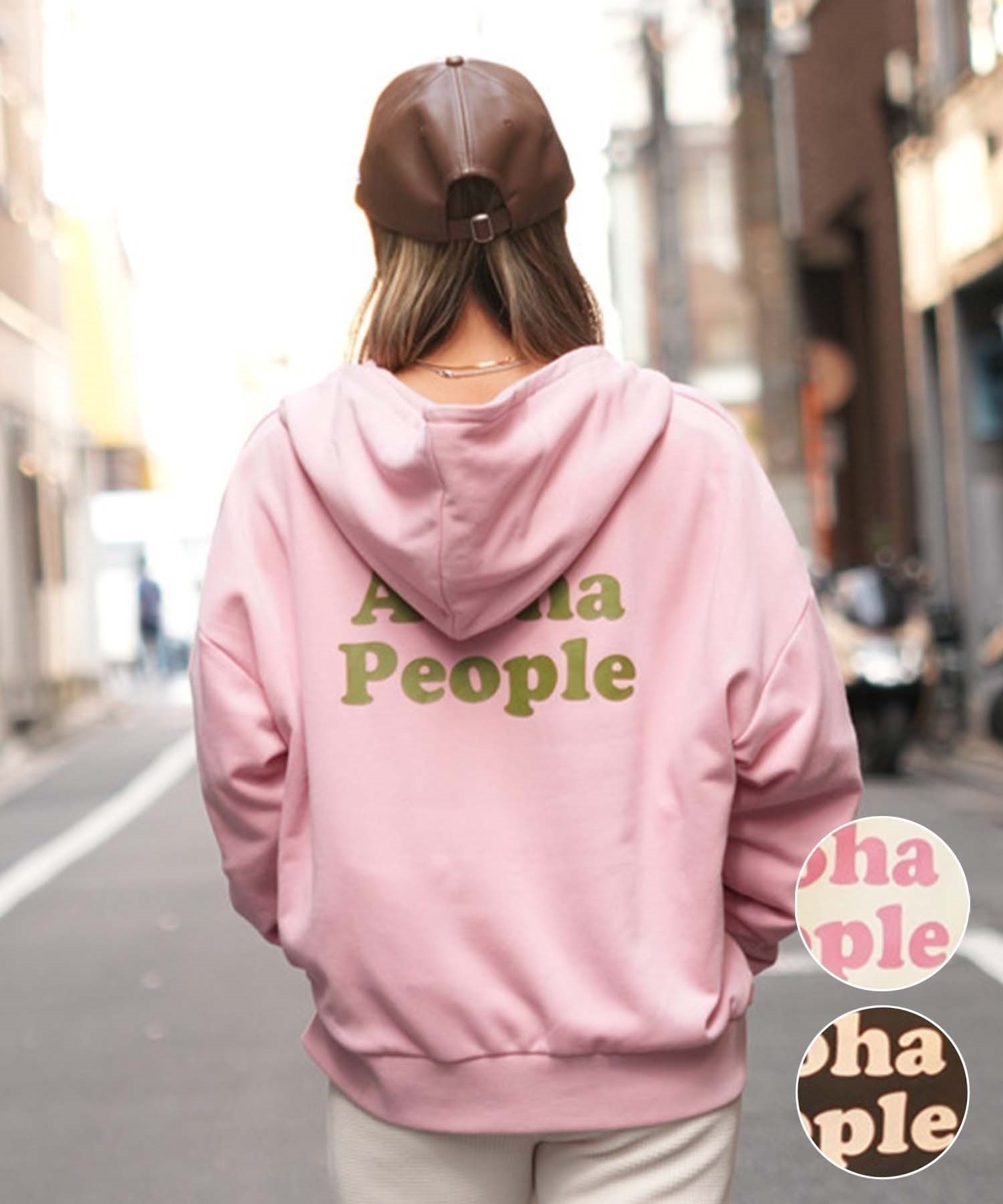 ALOHA PEOPLE/アロハピープル レディース フルジップパーカー 薄手 APSS2405(PINK-M)