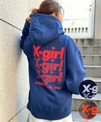 X-GIRL/エックスガール GEOMETRIC TRIPLE LOGO ZIP UP SWEAT HOODIE レディース ジップ アップ パーカー 105233012021