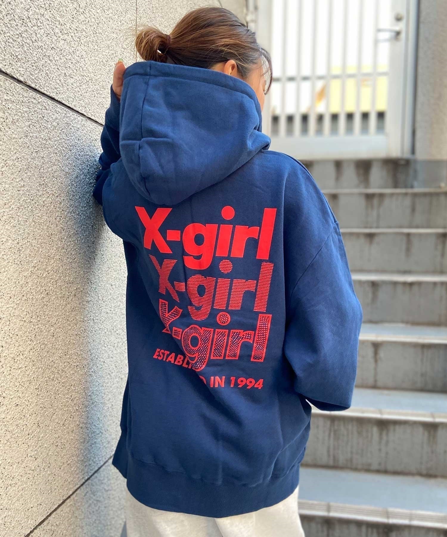 X-GIRL/エックスガール GEOMETRIC TRIPLE LOGO ZIP UP SWEAT HOODIE ...