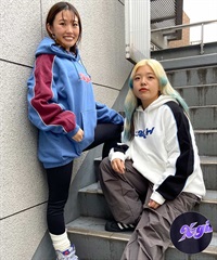 X-GIRL/エックスガール  CONTRAST COLOR SWEAT HOODIE レディース プルオーバー パーカー 105233012022