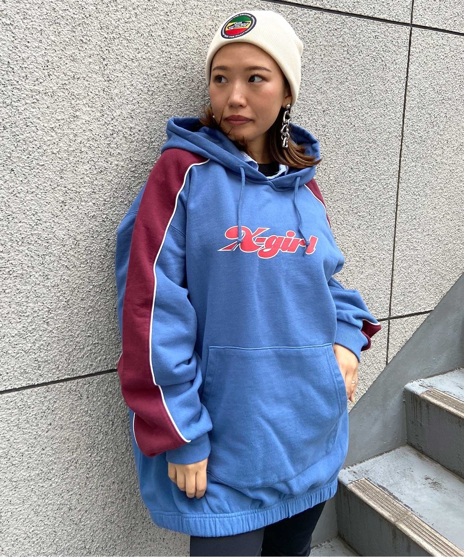 X-GIRL x MTV SWEAT HOODIE コラボ パーカー パープル