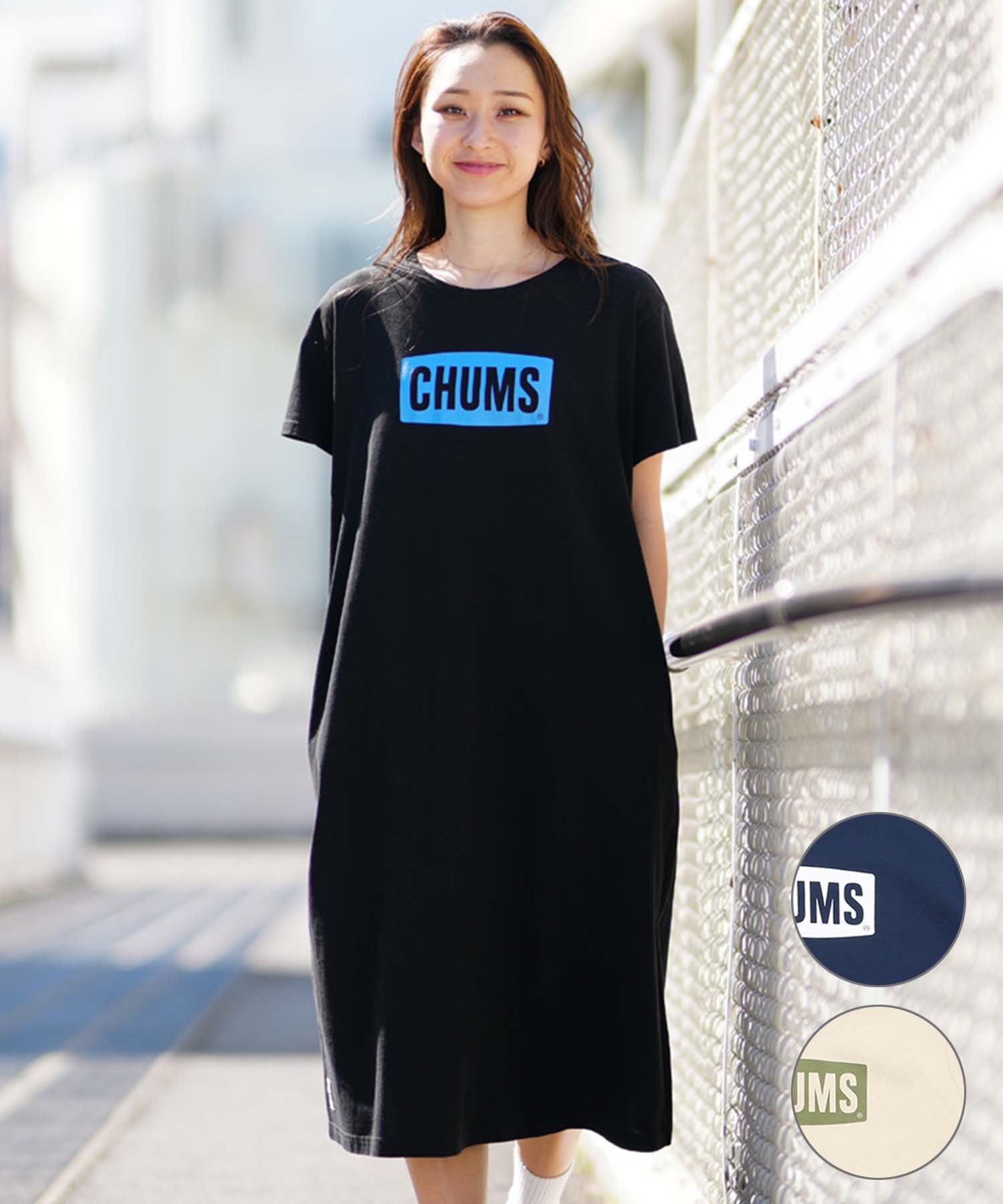 CHUMS チャムス CHUMS Logo Dress レディース ワンピース ロゴ ショートスリーブ CH18-1259(N034-M)