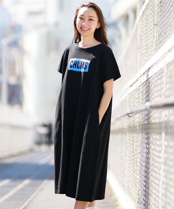 CHUMS チャムス CHUMS Logo Dress レディース ワンピース ロゴ ショートスリーブ CH18-1259