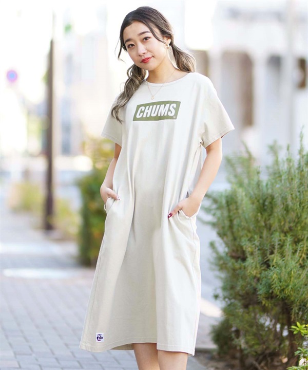 【マトメガイ対象】CHUMS チャムス CHUMS Logo Dress レディース ワンピース ロゴ ショートスリーブ CH18-1259