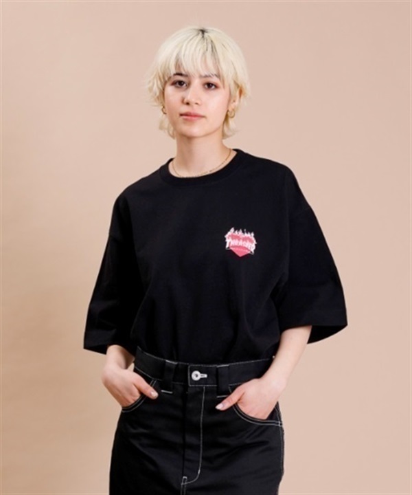 【マトメガイ対象】THRASHER スラッシャー THML-001 BHEART レディース 半袖 Tシャツ KK1 D24