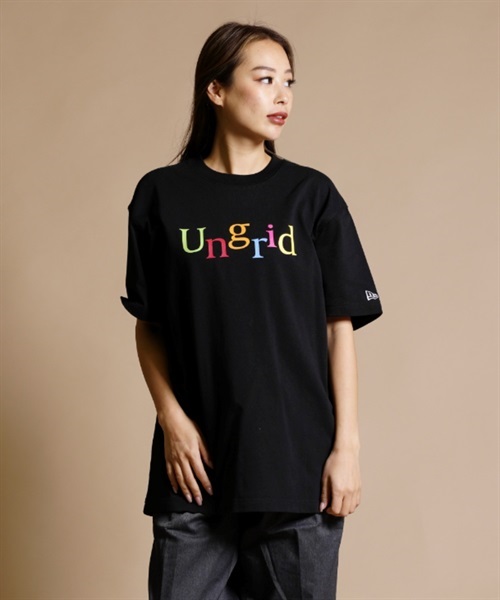 NEW ERA ニューエラ × UNGRID アングリット SS COTTON TEE UNGRID MULT 13557148 レディース 半袖 Tシャツ 限定 KK1 A23(BLK-M)