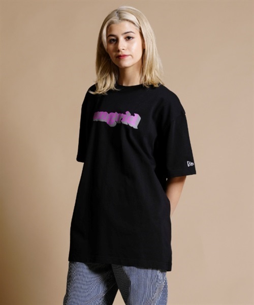 NEW ERA ニューエラ × UNGRID アングリット SS COTTON TEE UNGRID 2TONE 13557151 レディース 半袖 Tシャツ 限定 KK1 A23(BLK-M)