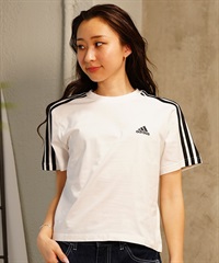 adidas アディダス レディース 半袖 スリーストライプスTシャツ ショート丈 ロゴ ENK78