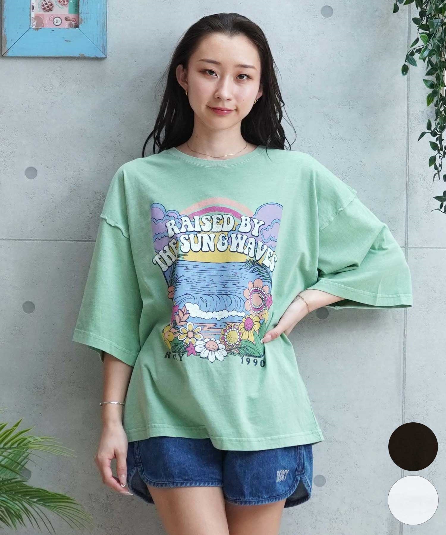 【クーポン対象】ROXY ロキシー DRINK THE WAVE TEE RST241089 レディース 半袖 Tシャツ クルーネック ルーズシルエット(BBK-M)