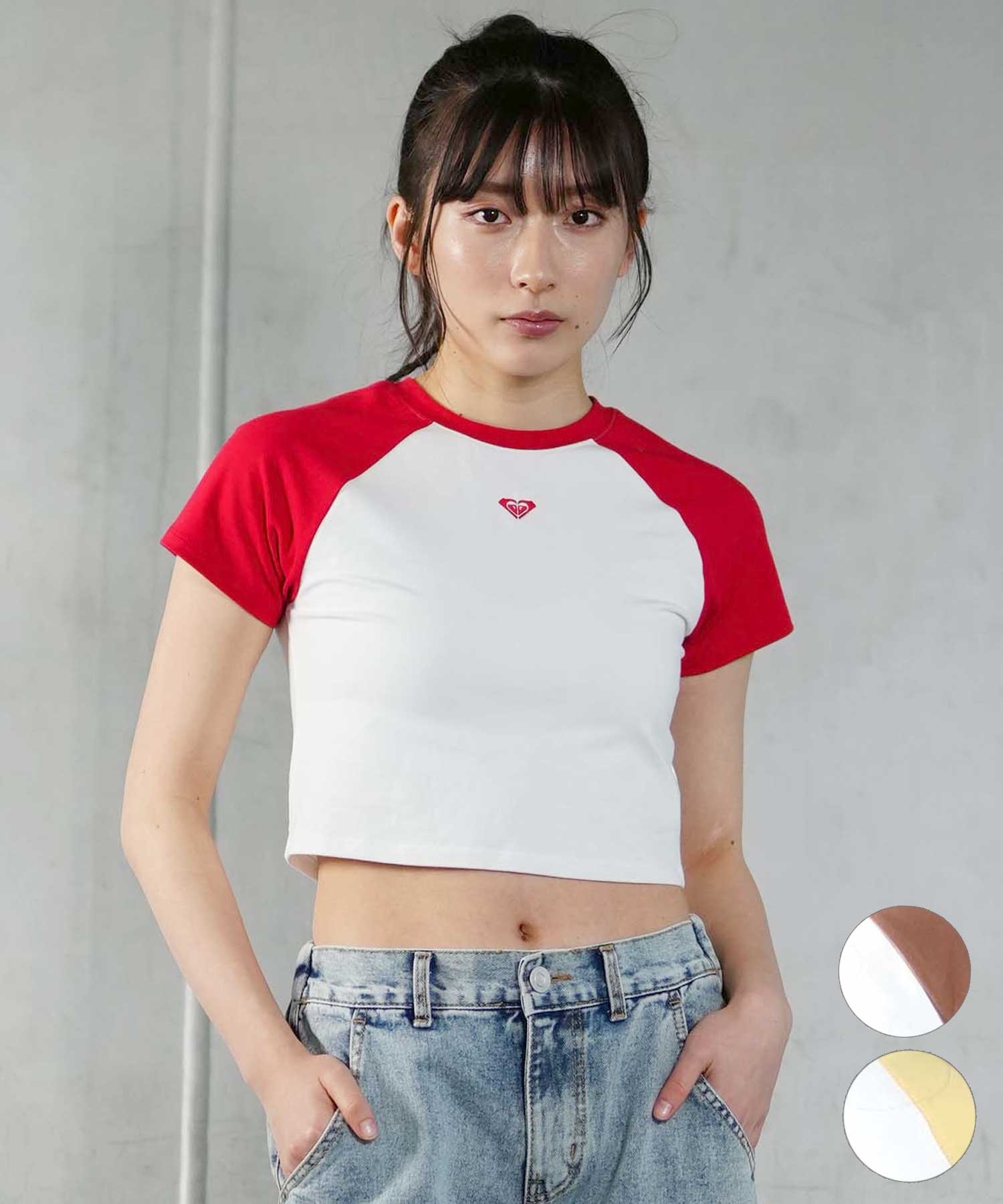 【クーポン対象】ROXY ロキシー RST241628T レディース 半袖 Tシャツ チャクララグランティーシャツ クルーネック ワンポイント(RED-S)