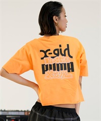 PUMA プーマ × X-GIRL エックスガール コラボ ウィメンズ グラフィック 半袖 Tシャツ レディース 624723(46-S)