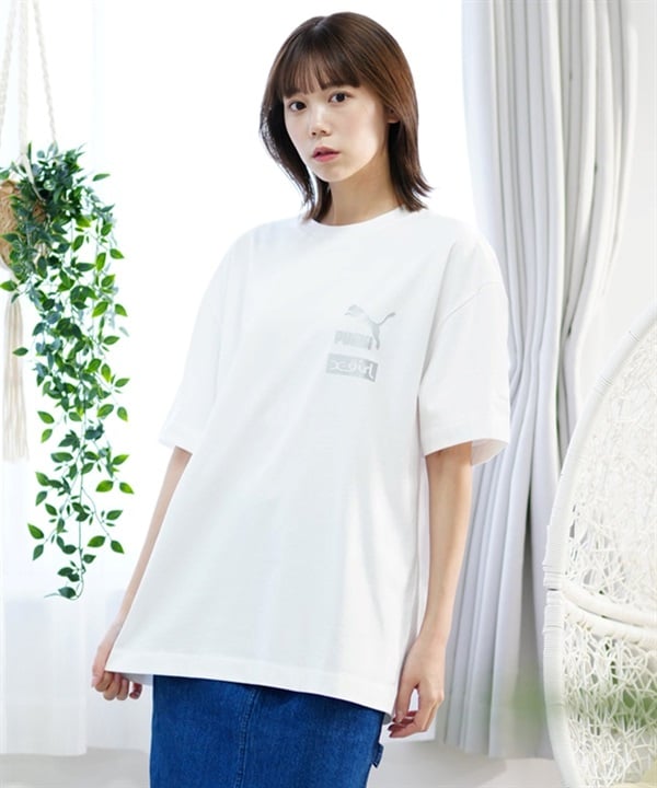 PUMA プーマ × X-GIRL エックスガール コラボ ウィメンズ オーバーサイズ Tシャツ 半袖 Tシャツ バックプリント 629169
