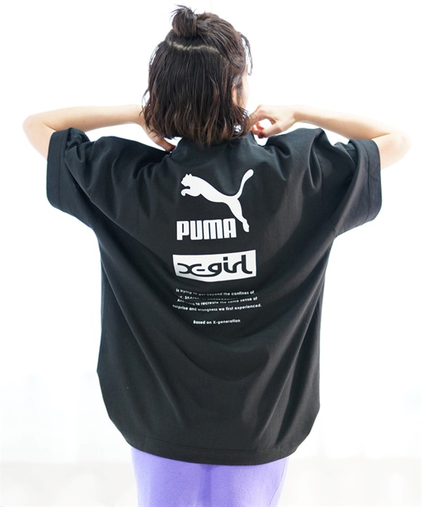 【マトメガイ対象】PUMA プーマ × X-GIRL エックスガール コラボ ウィメンズ オーバーサイズ Tシャツ 半袖 Tシャツ バックプリント 629169