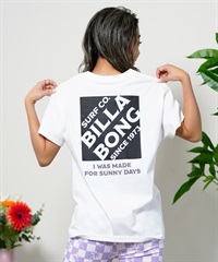 BILLABONG ビラボン SQUARE LOGO TEE レディース 半袖Tシャツ ブランドロゴ ボーイフィット BE013-201(WHT-M)