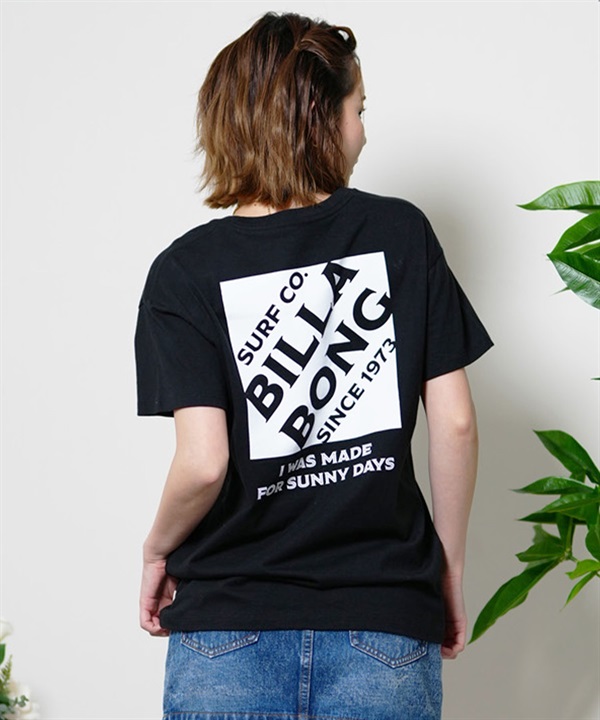 BILLABONG ビラボン SQUARE LOGO TEE レディース 半袖Tシャツ ブランドロゴ ボーイフィット BE013-201
