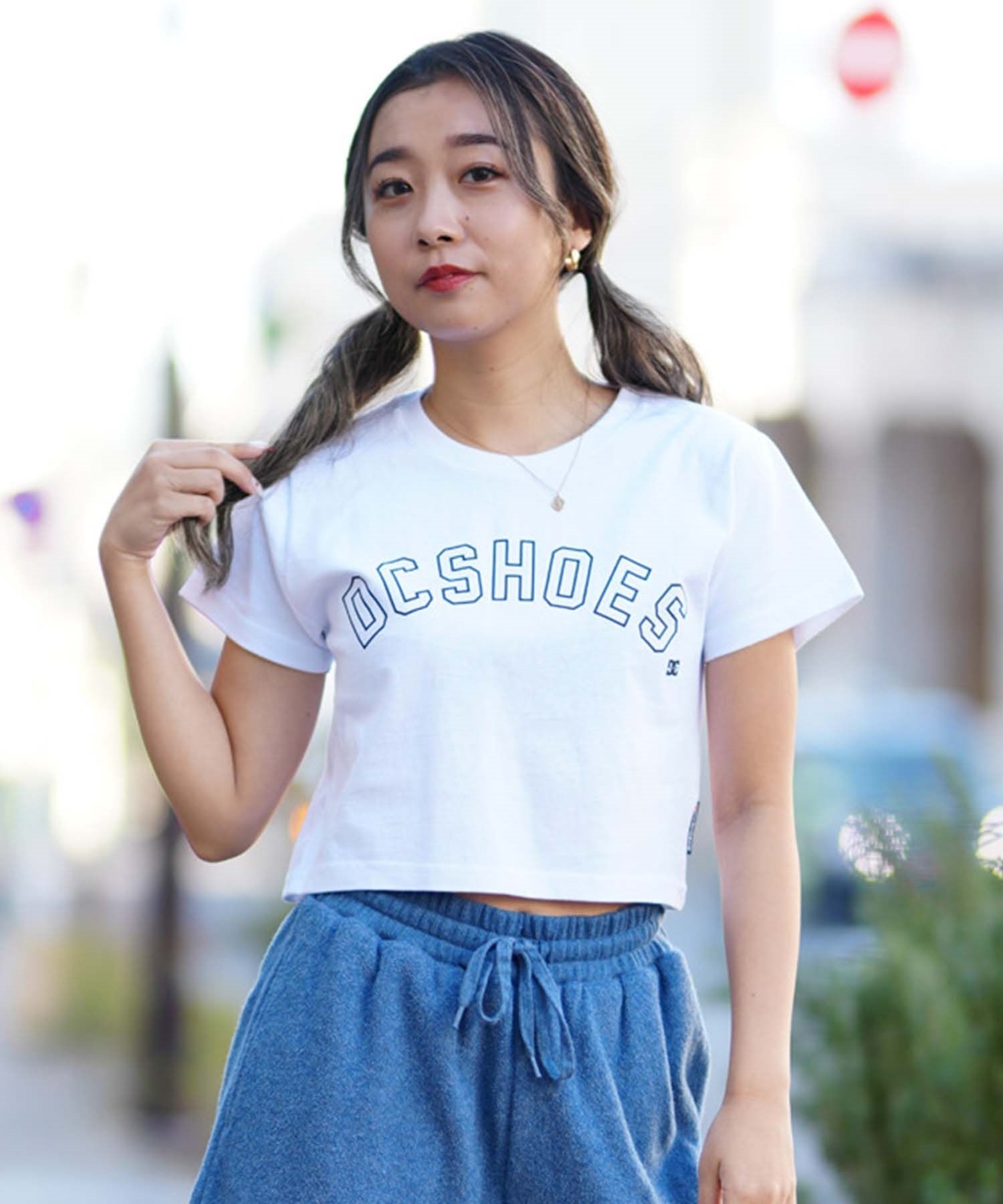 【マトメガイ対象】DC ディーシー 24 WS ARCH SS レディース Tシャツ クロップド丈 アーチ ロゴ チビT LST241309(WHT-S)