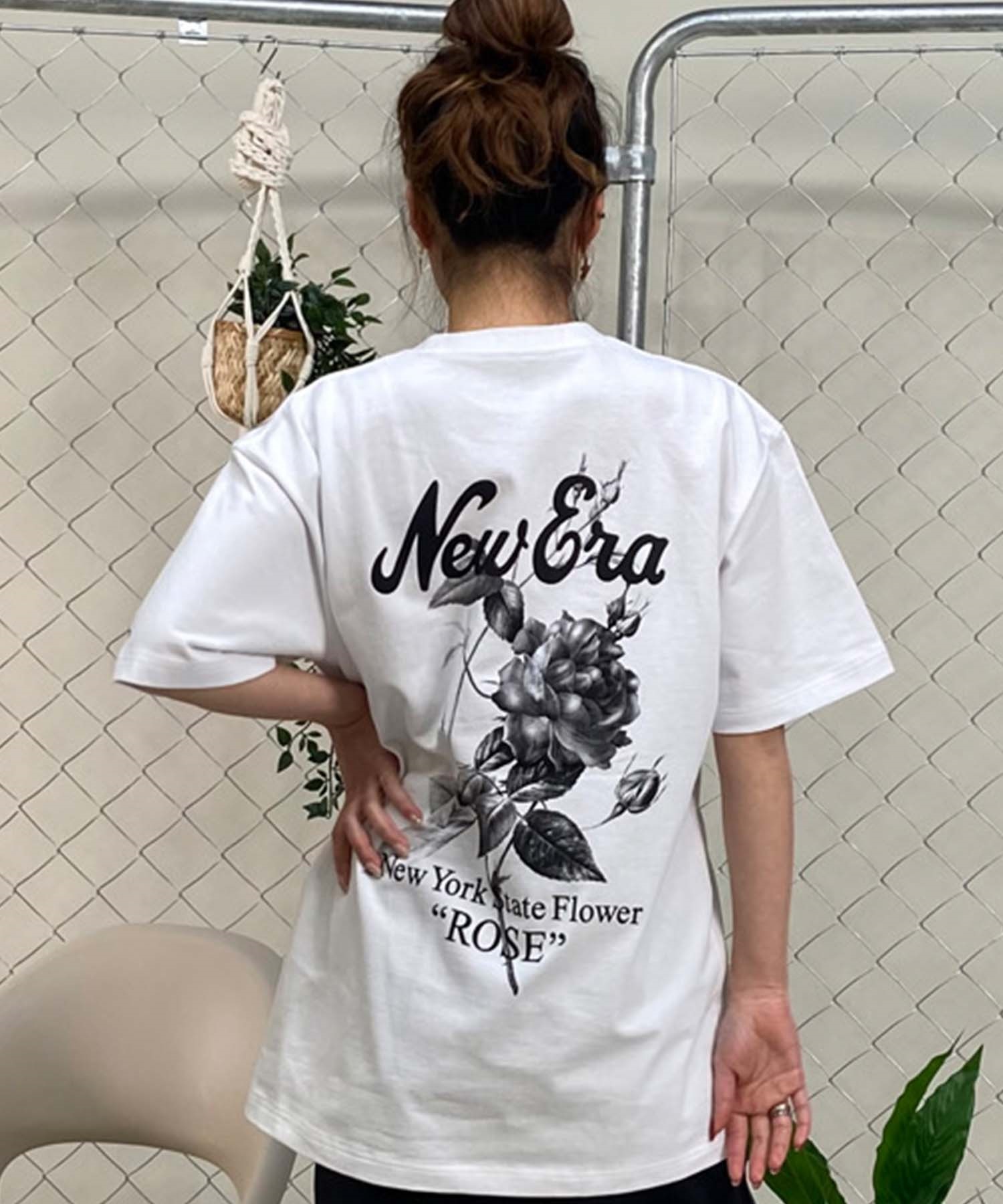 NEW ERA ニューエラ State Flowers レディース 半袖 Tシャツ オーバーサイズ バックプリント バラ 14121879(WHI-XL)