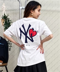 NEW ERA ニューエラ レディース 半袖 Tシャツ バックプリント MLB ニューヨーク・ヤンキース NY ロゴ 14334739 ムラサキスポーツ限定(WHT-S)