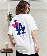 NEW ERA ニューエラ レディース 半袖 Tシャツ バックプリント MLB ロサンゼルス・ドジャース LA ロゴ 14334741 ムラサキスポーツ限定(WHT-S)