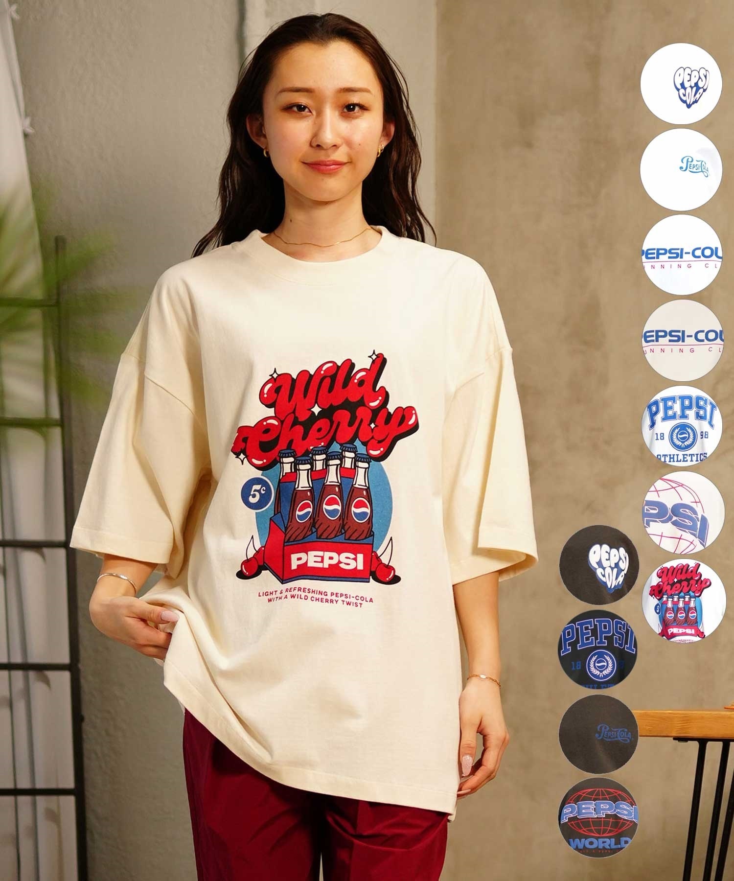 DISCUS ATHLETIC ディスカスアスレチック DISCUS×PEPSI プリントレディース 半袖 Tシャツ 4287-1977 ムラサキスポーツ限定(92WH-FREE)