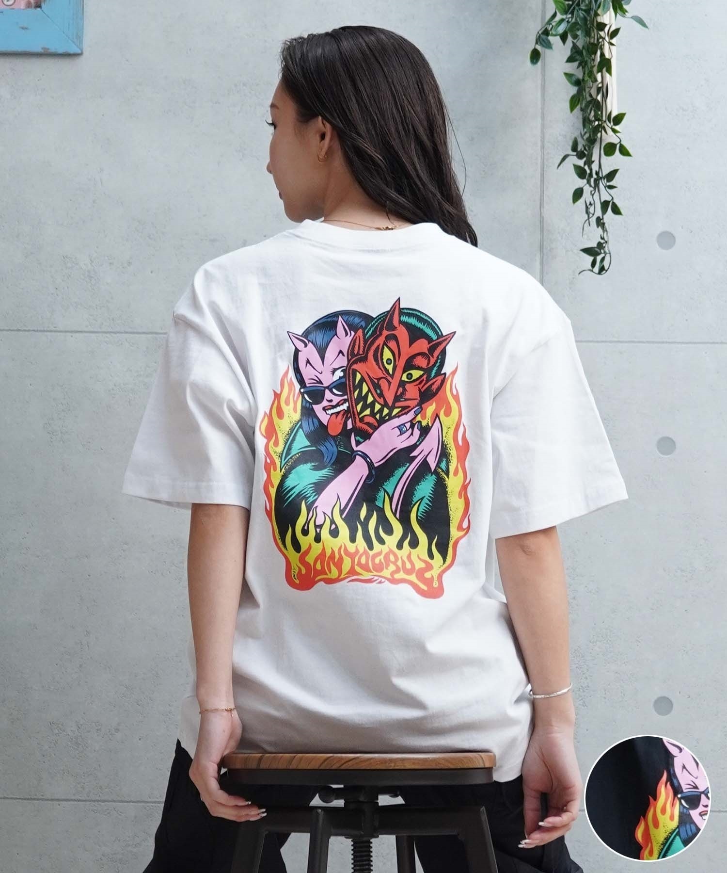 SANTACRUZ サンタクルーズ Delfino Devil Mask Tee レディース 半袖Tシャツ ムラサキスポーツ別注 502241439(OFFBK-M)